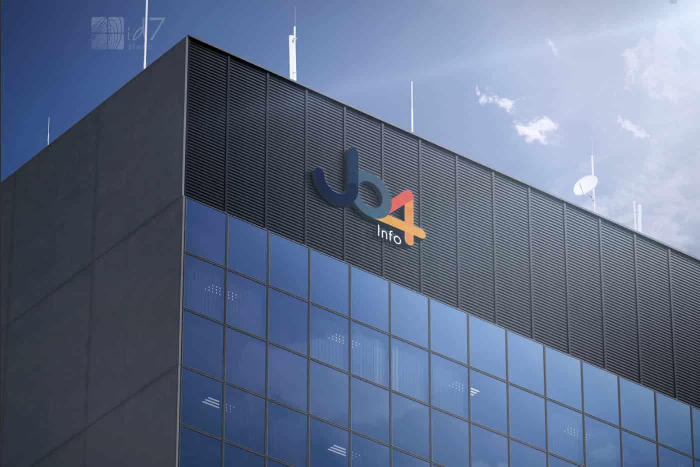 Aplicação de logotipo em edifício