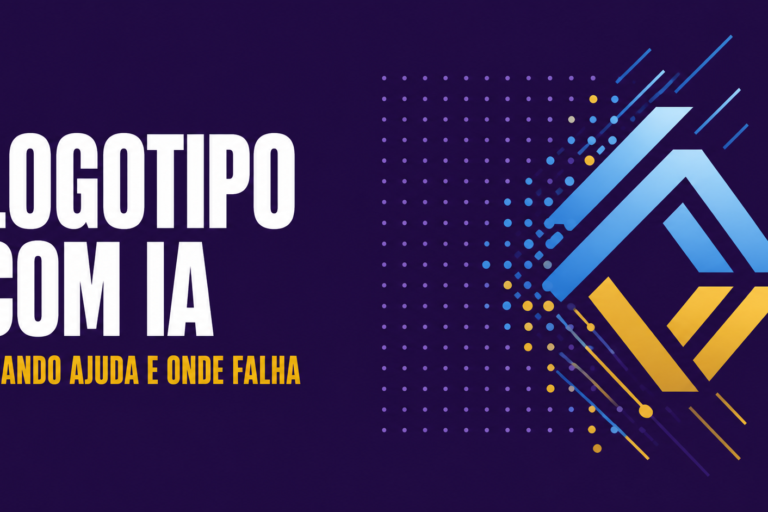 Símbolo de logotipo geométrico abstrato surgindo de uma grade de pontos sobre fundo roxo