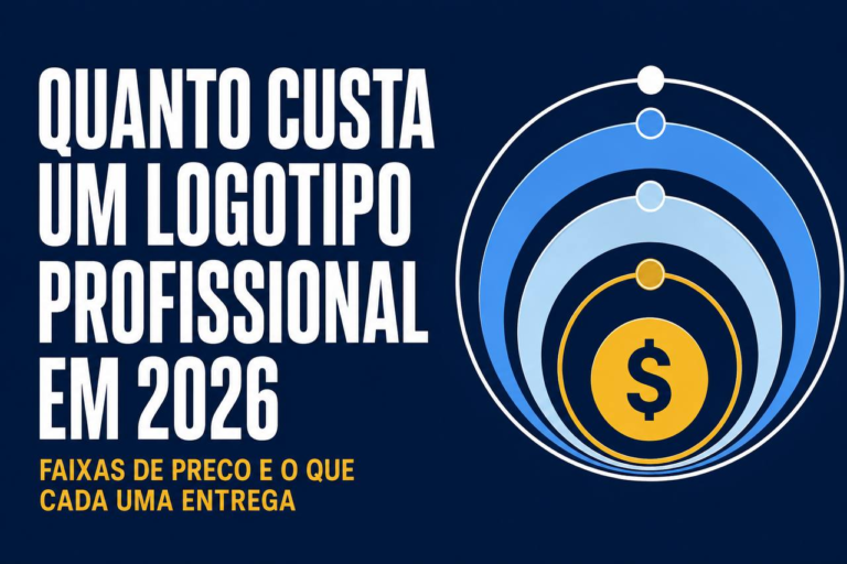 Ilustração vetorial mostrando três faixas de investimento em criação de logotipo representadas por círculos de tamanhos crescentes sobre fundo azul-marinho escuro